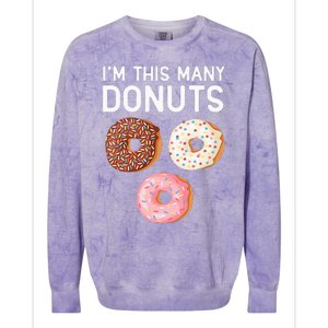 Kids Cute Donut 3rd Birthday Im This Many Donuts 3 Year Old Colorblast Crewneck Sweatshirt