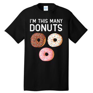 Kids Cute Donut 3rd Birthday Im This Many Donuts 3 Year Old Tall T-Shirt