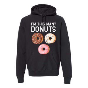 Kids Cute Donut 3rd Birthday Im This Many Donuts 3 Year Old Premium Hoodie