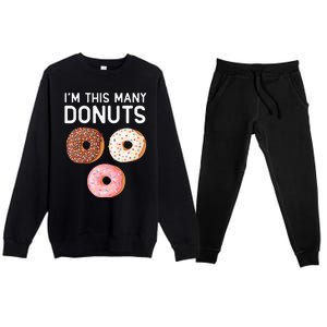 Kids Cute Donut 3rd Birthday Im This Many Donuts 3 Year Old Premium Crewneck Sweatsuit Set