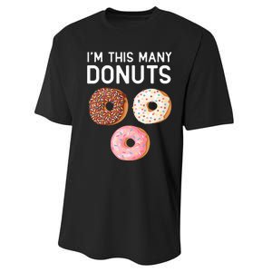 Kids Cute Donut 3rd Birthday Im This Many Donuts 3 Year Old Performance Sprint T-Shirt