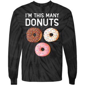 Kids Cute Donut 3rd Birthday Im This Many Donuts 3 Year Old Tie-Dye Long Sleeve Shirt