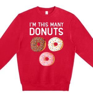 Kids Cute Donut 3rd Birthday Im This Many Donuts 3 Year Old Premium Crewneck Sweatshirt