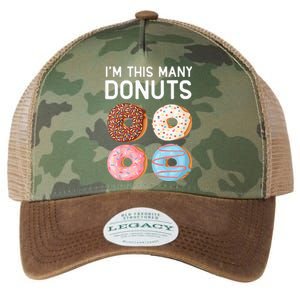 Kids Cute Donut 4th Birthday Im This Many Donuts 4 Year Old Legacy Tie Dye Trucker Hat