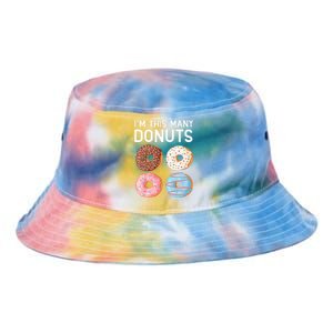 Kids Cute Donut 4th Birthday Im This Many Donuts 4 Year Old Tie Dye Newport Bucket Hat