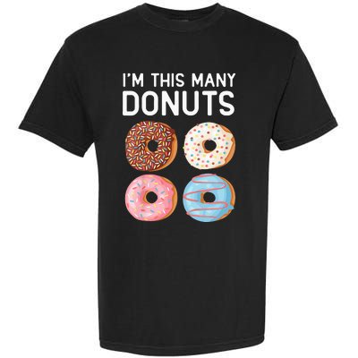 Kids Cute Donut 4th Birthday Im This Many Donuts 4 Year Old Garment-Dyed Heavyweight T-Shirt