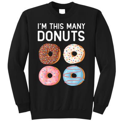 Kids Cute Donut 4th Birthday Im This Many Donuts 4 Year Old Sweatshirt