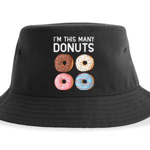 Kids Cute Donut 4th Birthday Im This Many Donuts 4 Year Old Sustainable Bucket Hat