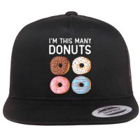 Kids Cute Donut 4th Birthday Im This Many Donuts 4 Year Old Flat Bill Trucker Hat