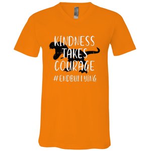 Kindness Courage Dino Unity Day Orange Anti Bullying V-Neck T-Shirt