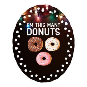 Kids Cute Donut 3rd Birthday Im This Many Donuts 3 Year Old Ceramic Oval Ornament