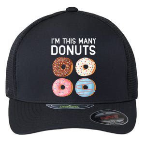 Kids Cute Donut 4th Birthday Im This Many Donuts 4 Year Old Flexfit Unipanel Trucker Cap