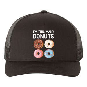 Kids Cute Donut 4th Birthday Im This Many Donuts 4 Year Old Yupoong Adult 5-Panel Trucker Hat