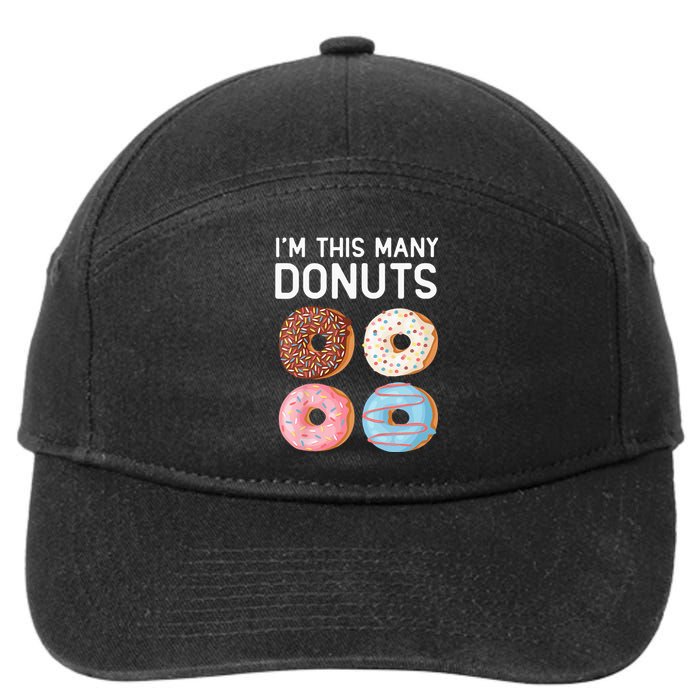 Kids Cute Donut 4th Birthday Im This Many Donuts 4 Year Old 7-Panel Snapback Hat