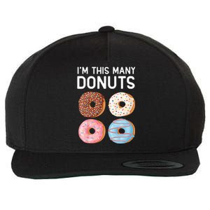 Kids Cute Donut 4th Birthday Im This Many Donuts 4 Year Old Wool Snapback Cap