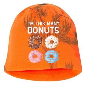 Kids Cute Donut 4th Birthday Im This Many Donuts 4 Year Old Kati - Camo Knit Beanie