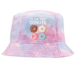 Kids Cute Donut 4th Birthday Im This Many Donuts 4 Year Old Tie-Dyed Bucket Hat