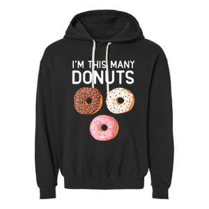 Kids Cute Donut 3rd Birthday Im This Many Donuts 3 Year Old Garment-Dyed Fleece Hoodie