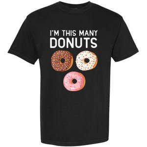 Kids Cute Donut 3rd Birthday Im This Many Donuts 3 Year Old Garment-Dyed Heavyweight T-Shirt