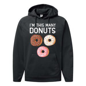 Kids Cute Donut 3rd Birthday Im This Many Donuts 3 Year Old Performance Fleece Hoodie