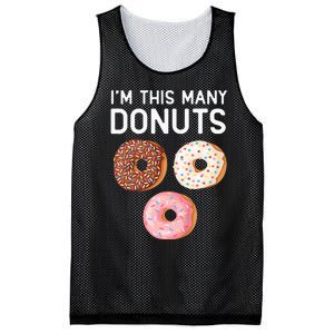 Kids Cute Donut 3rd Birthday Im This Many Donuts 3 Year Old Mesh Reversible Basketball Jersey Tank