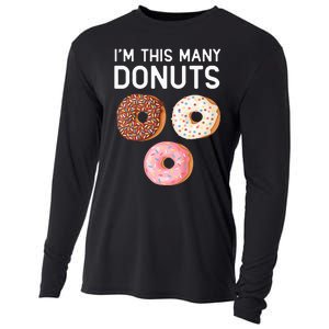 Kids Cute Donut 3rd Birthday Im This Many Donuts 3 Year Old Cooling Performance Long Sleeve Crew