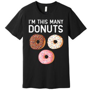 Kids Cute Donut 3rd Birthday Im This Many Donuts 3 Year Old Premium T-Shirt