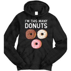 Kids Cute Donut 3rd Birthday Im This Many Donuts 3 Year Old Tie Dye Hoodie