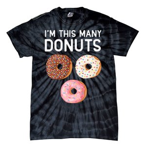 Kids Cute Donut 3rd Birthday Im This Many Donuts 3 Year Old Tie-Dye T-Shirt