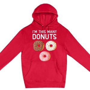 Kids Cute Donut 3rd Birthday Im This Many Donuts 3 Year Old Premium Pullover Hoodie