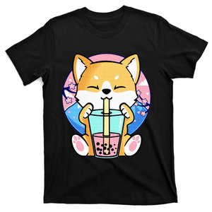 Kawaii Corgi Dog Bubble Tea Boba Anime Neko Japanese Kids T-Shirt