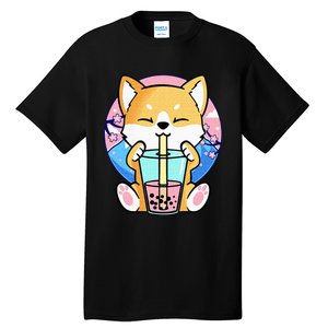 Kawaii Corgi Dog Bubble Tea Boba Anime Neko Japanese Kids Tall T-Shirt