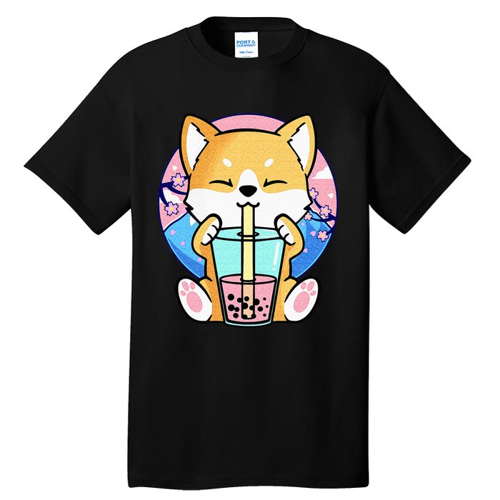 Kawaii Corgi Dog Bubble Tea Boba Anime Neko Japanese Kids Tall T-Shirt