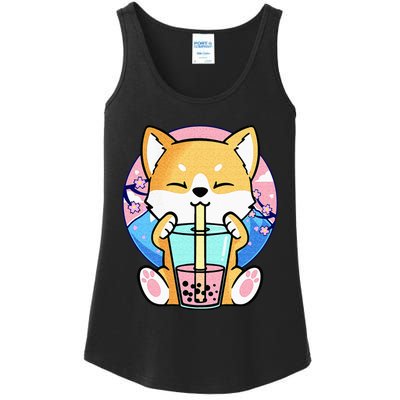 Kawaii Corgi Dog Bubble Tea Boba Anime Neko Japanese Kids Ladies Essential Tank