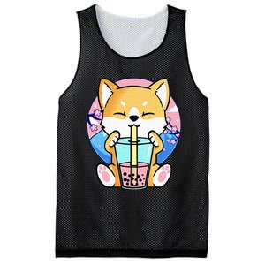 Kawaii Corgi Dog Bubble Tea Boba Anime Neko Japanese Kids Mesh Reversible Basketball Jersey Tank