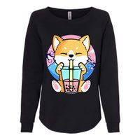 Kawaii Corgi Dog Bubble Tea Boba Anime Neko Japanese Kids Womens California Wash Sweatshirt