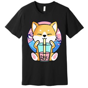 Kawaii Corgi Dog Bubble Tea Boba Anime Neko Japanese Kids Premium T-Shirt