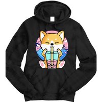 Kawaii Corgi Dog Bubble Tea Boba Anime Neko Japanese Kids Tie Dye Hoodie