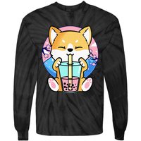 Kawaii Corgi Dog Bubble Tea Boba Anime Neko Japanese Kids Tie-Dye Long Sleeve Shirt