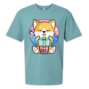 Kawaii Corgi Dog Bubble Tea Boba Anime Neko Japanese Kids Sueded Cloud Jersey T-Shirt