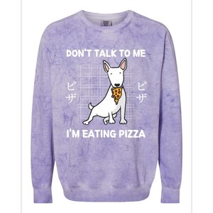 Kawaii Cute Dog Dont Talk To Me Im Eating Pizza Gift Colorblast Crewneck Sweatshirt