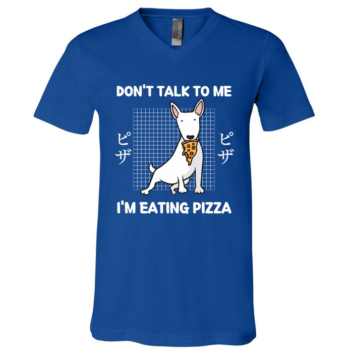 Kawaii Cute Dog Dont Talk To Me Im Eating Pizza Gift V-Neck T-Shirt