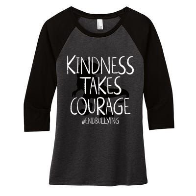 Kindness Courage Dino Kids Unity Day Orange Anti Bullying Women's Tri-Blend 3/4-Sleeve Raglan Shirt