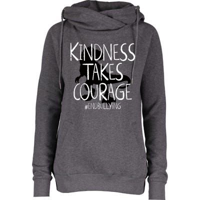 Kindness Courage Dino Kids Unity Day Orange Anti Bullying Womens Funnel Neck Pullover Hood