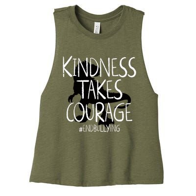 Kindness Courage Dino Kids Unity Day Orange Anti Bullying Women's Racerback Cropped Tank