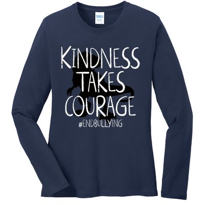 Kindness Courage Dino Kids Unity Day Orange Anti Bullying Ladies Long Sleeve Shirt