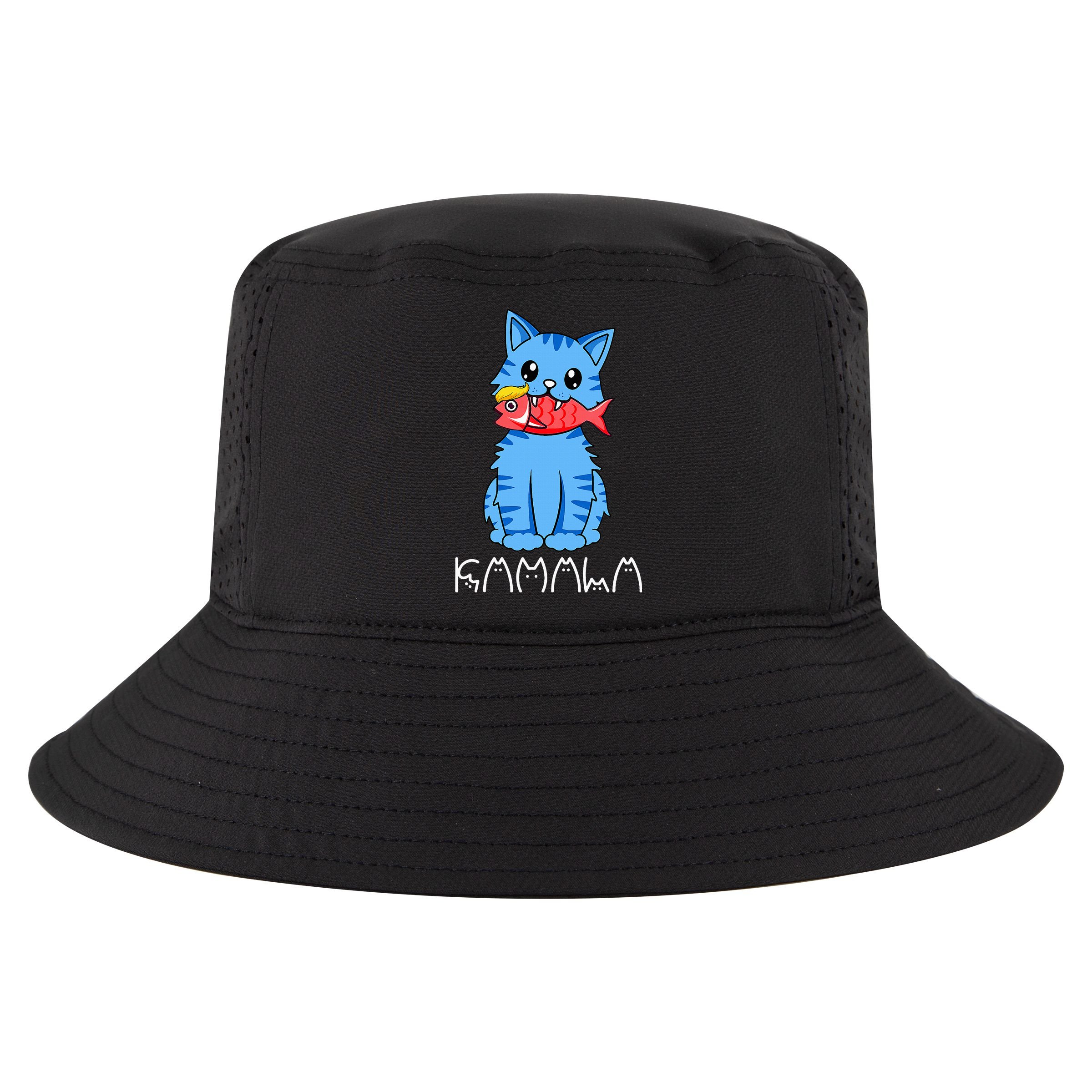 Kamala Cat Eat Fish Funny Harris Trump 2024 Cool Comfort Performance Bucket Hat