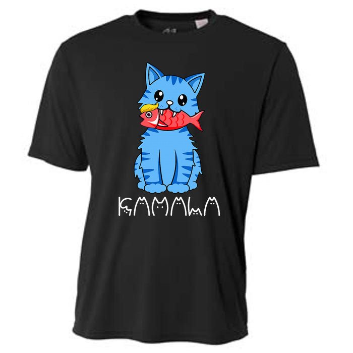 Kamala Cat Eat Fish Funny Harris Trump 2024 Cooling Performance Crew T-Shirt