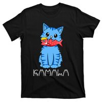 Kamala Cat Eat Fish Funny Harris Trump 2024 T-Shirt