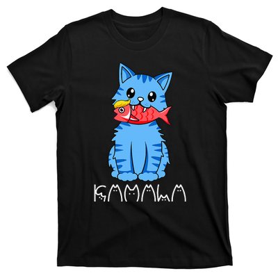 Kamala Cat Eat Fish Funny Harris Trump 2024 T-Shirt